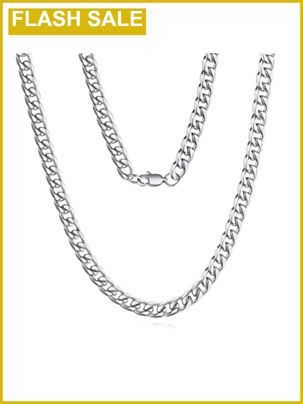 Cuban Link Chain Necklace 7mm Stainless Steel 18in Mens Curb Link